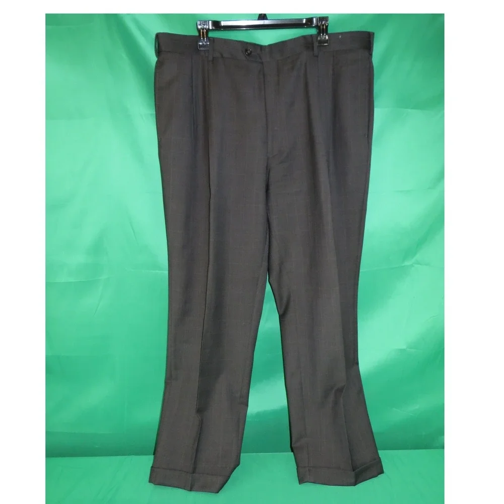 Jos. A. Bank Signature 2-Pc Brown Glen Plaid 100% Wool Suit 2 Button 46R/41x31.5 - Picture 3 of 16